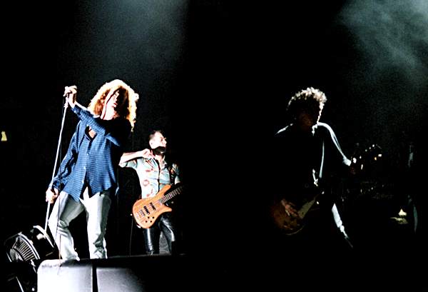 Jimmy Page and Robert Plant with Charlie Jones, July 16th, 1998 at MSG, NYC